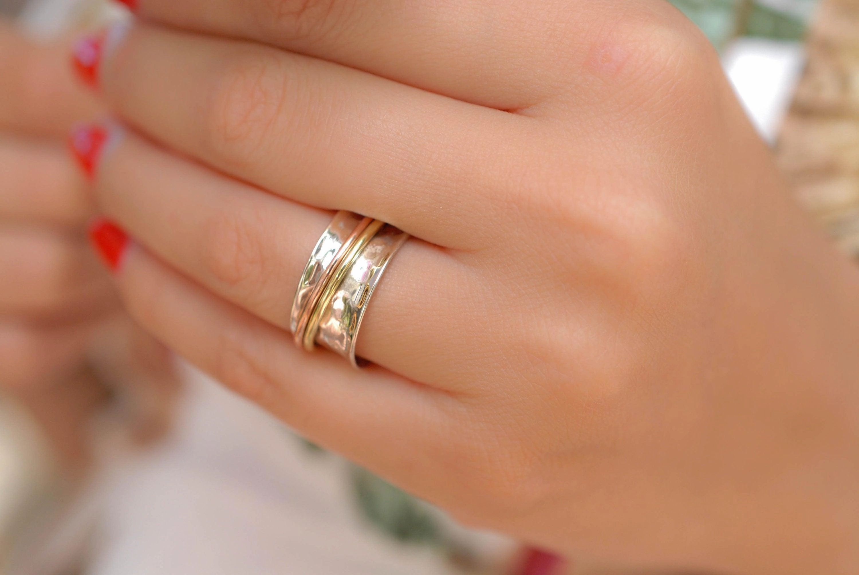 Spinner Ring ~Sterling Silver 925 & Copper & Bronze ~MS001