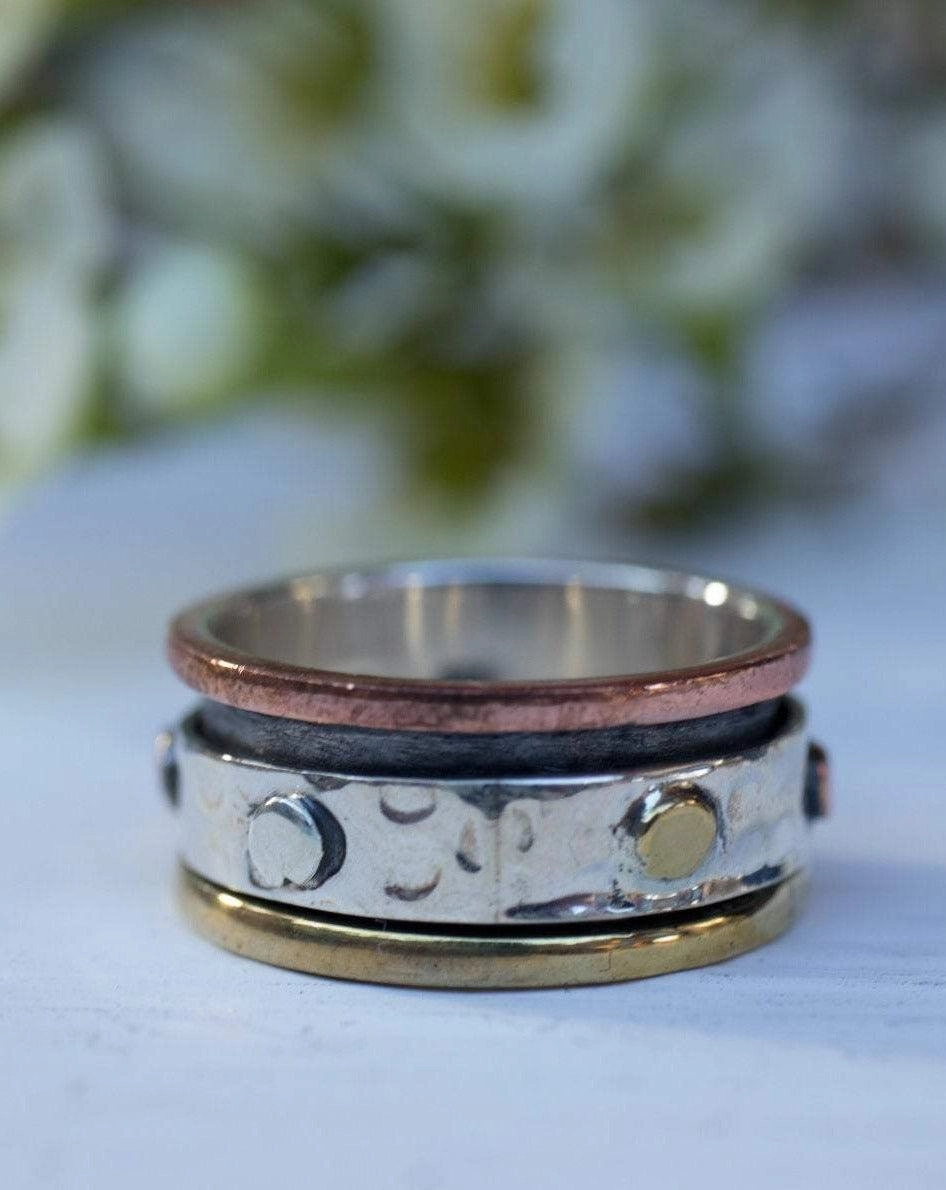 Spinner Ring~Sterling Silver 925 & Copper & Bronze~MS005