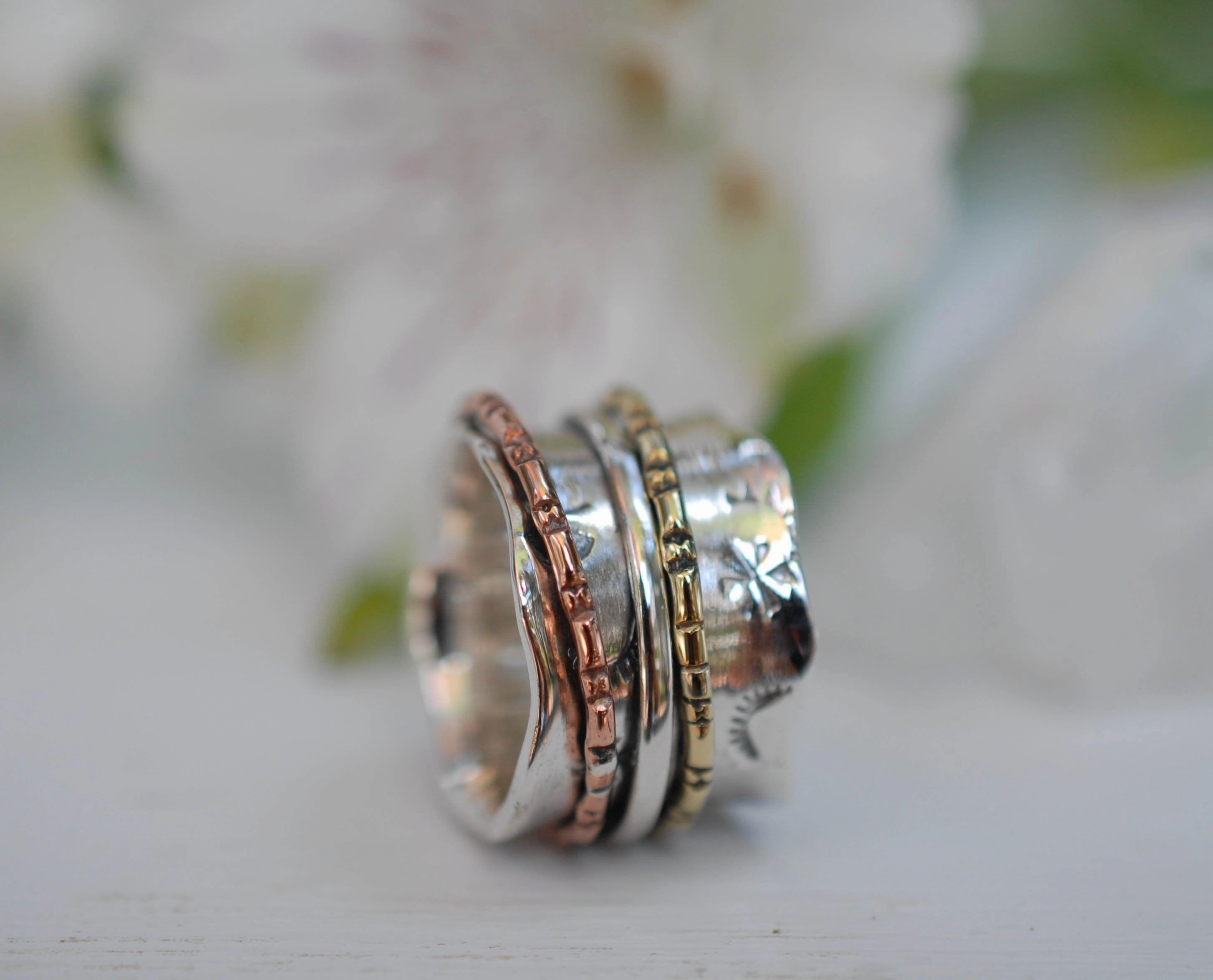 Spinner Ring~Sterling Silver 925 & Copper & Bronze ~MS016