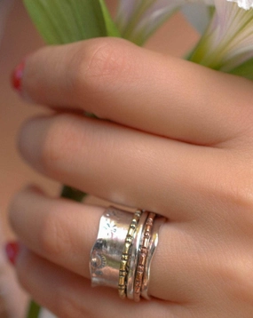 Spinner Ring~Sterling Silver 925 & Copper & Bronze ~MS016