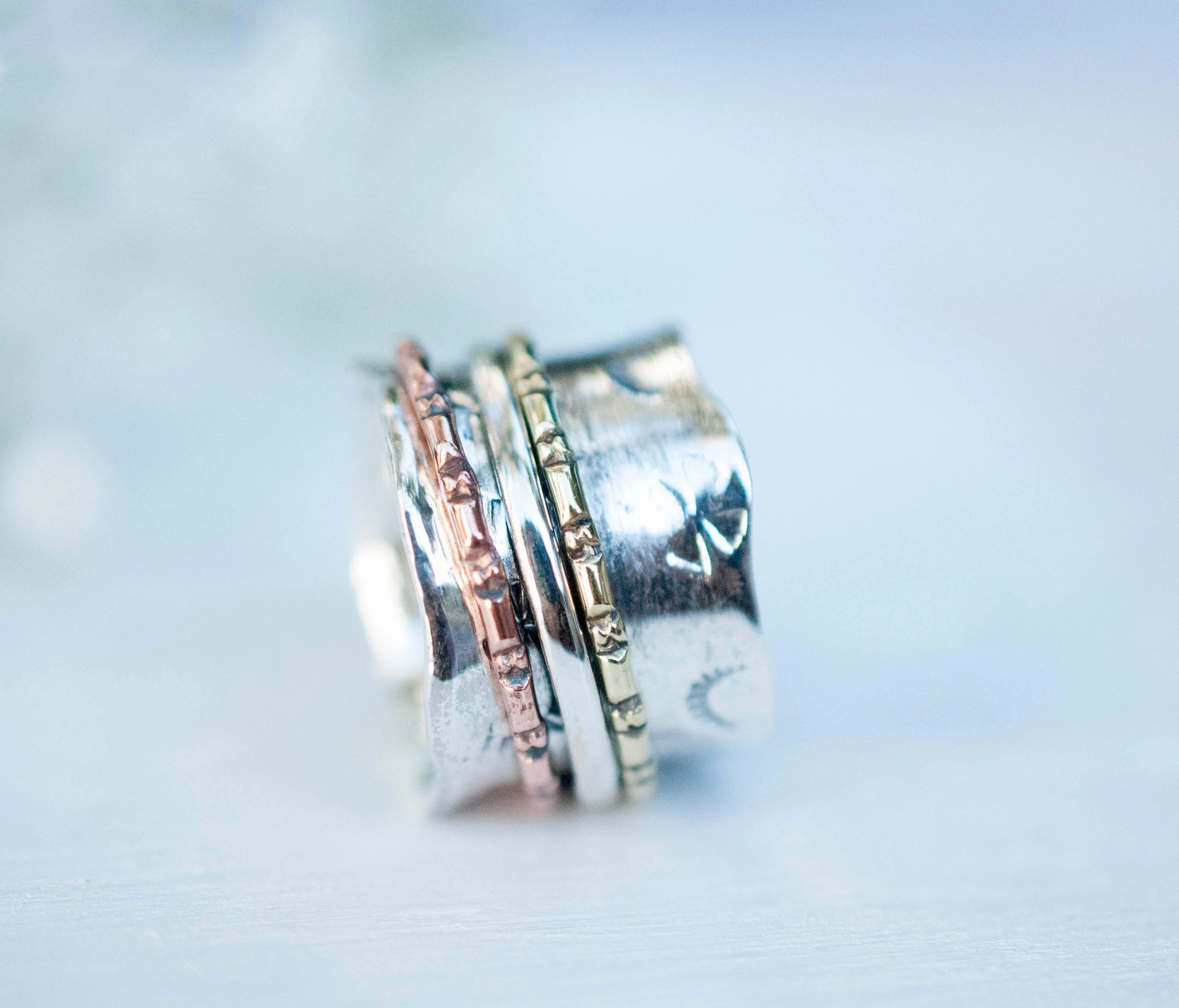 Spinner Ring~Sterling Silver 925 & Copper & Bronze ~MS016