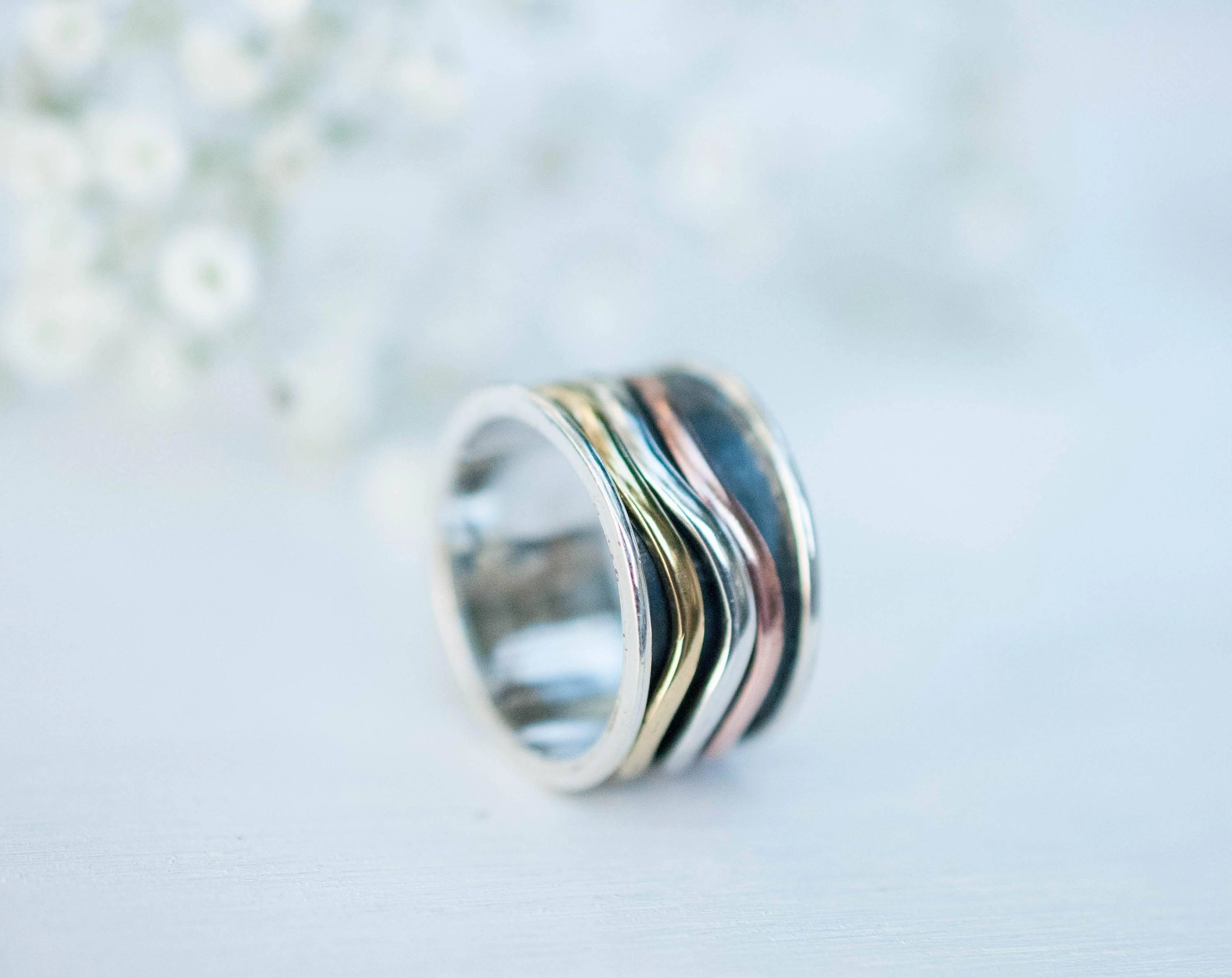 Spinner Ring~Sterling Silver 925 & Copper & Bronze~MS022