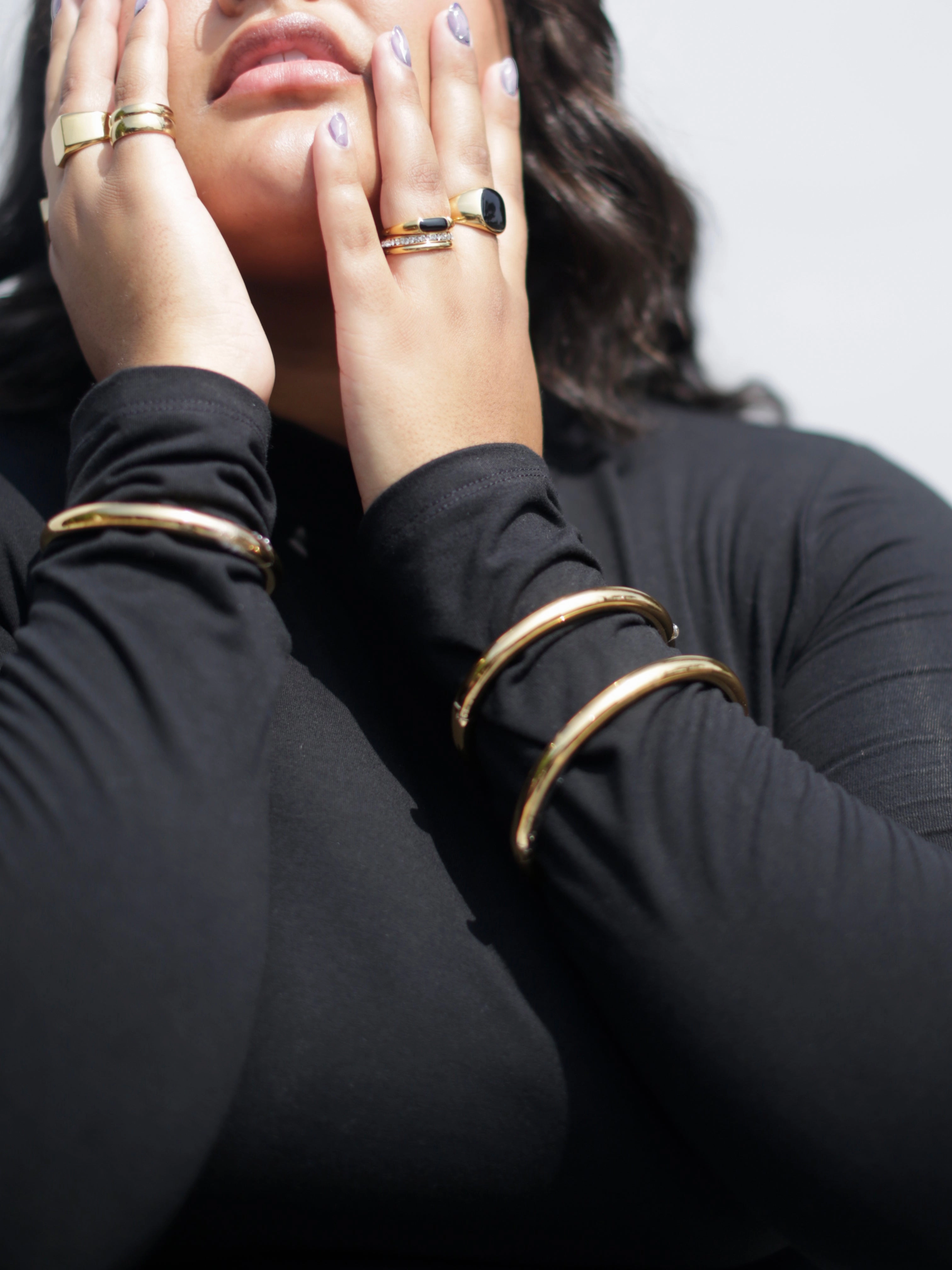 Square Signet Ring- Black / Gold