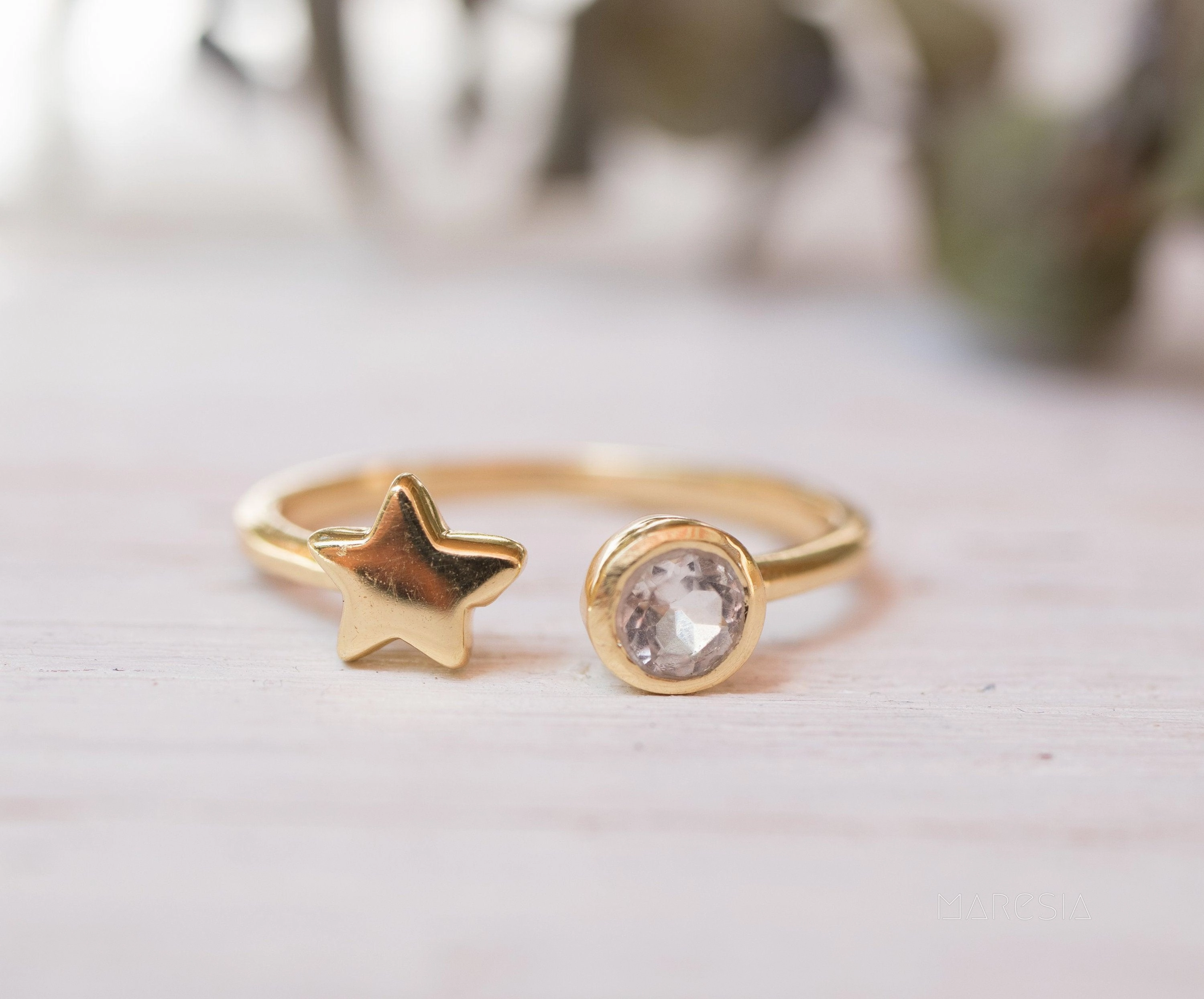 Star White Topaz Ring ~ 18k Gold Plated ~ - MR051