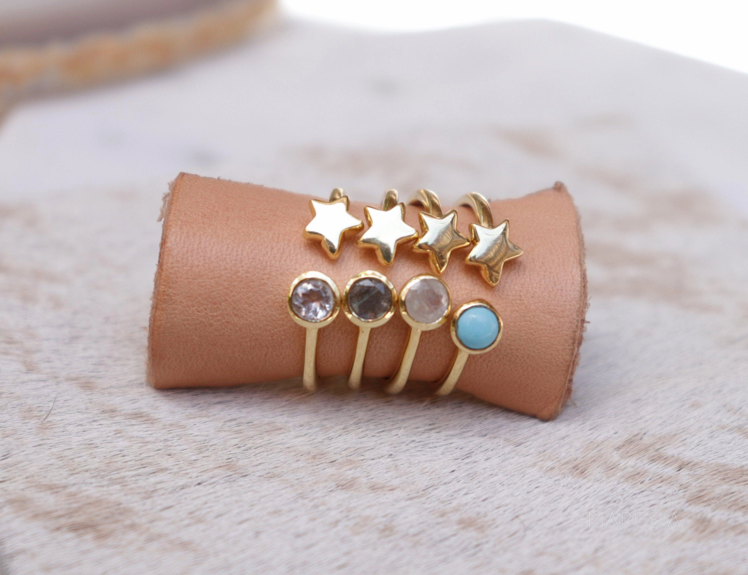Star White Topaz Ring ~ 18k Gold Plated ~ - MR051
