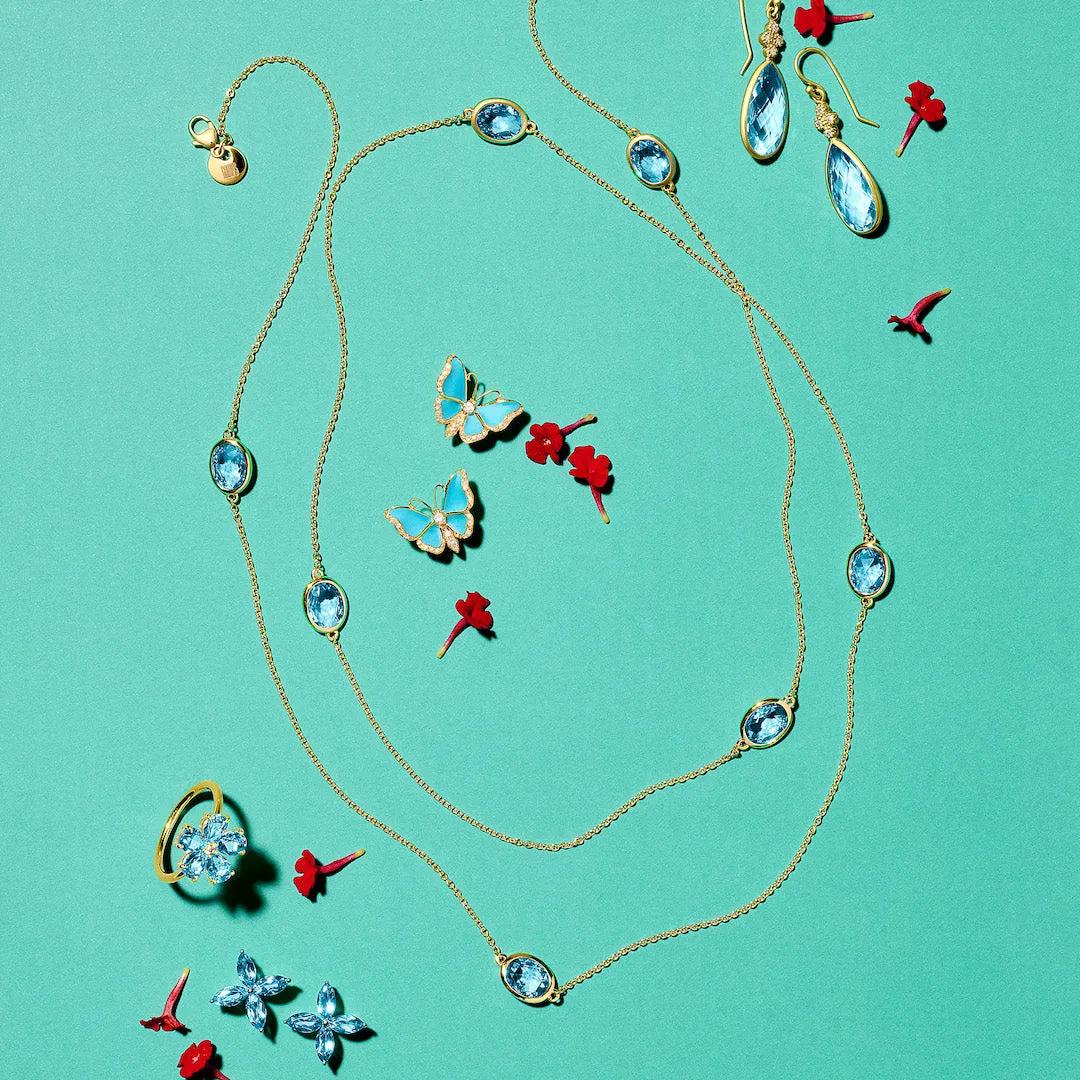 Station Necklace in Swiss Blue Topaz