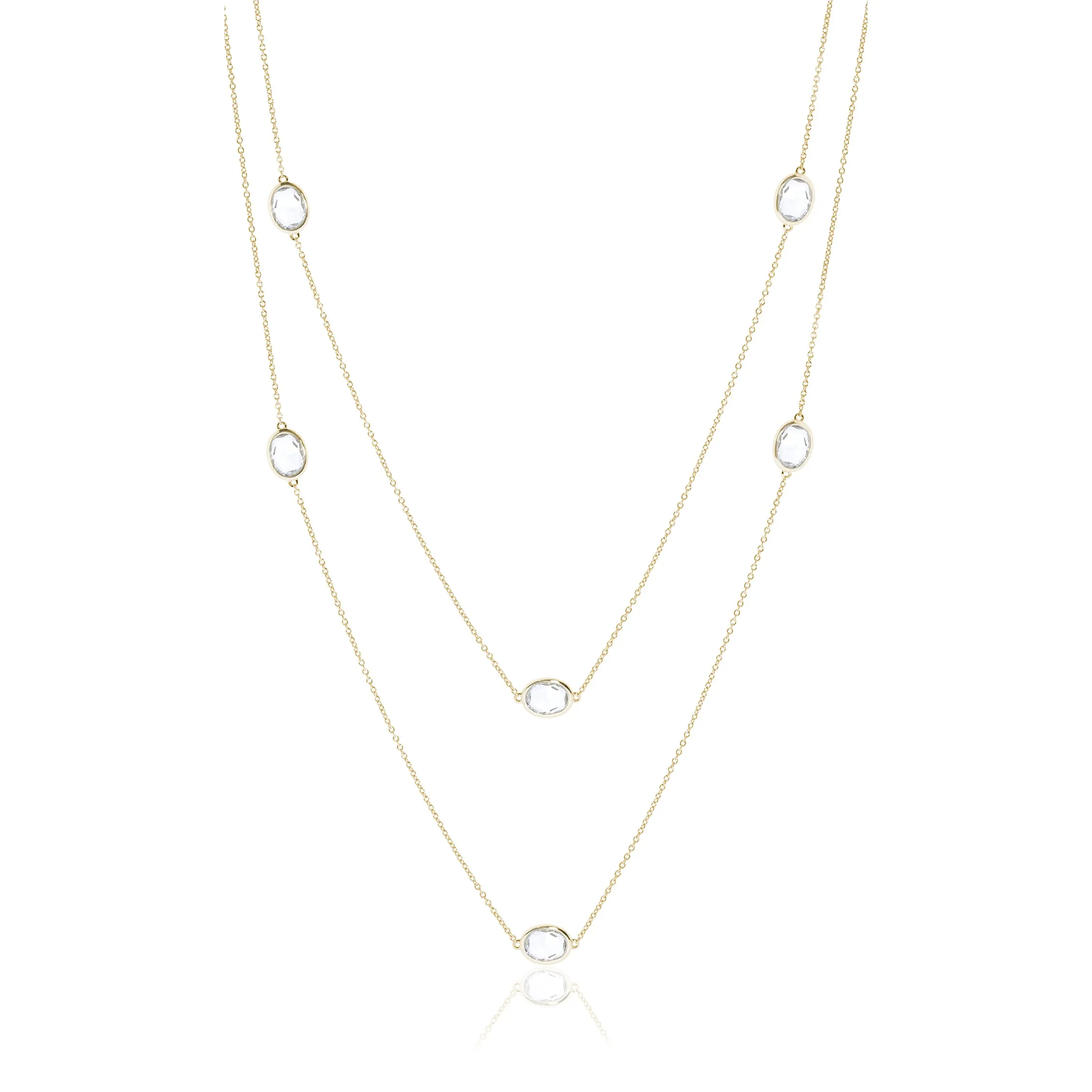Station Necklace in White Topaz