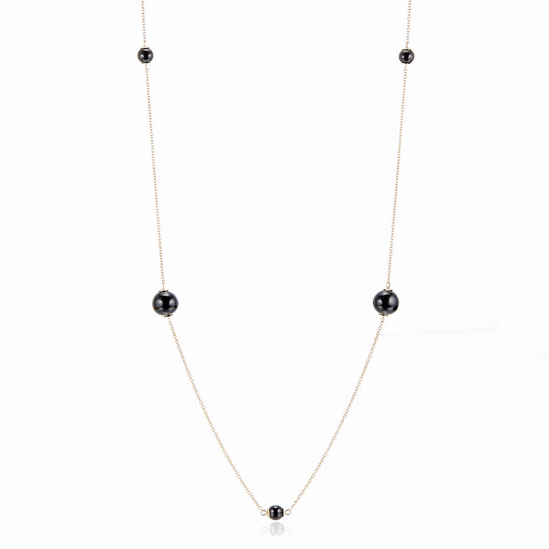 Station Necklace in Black Jadeite