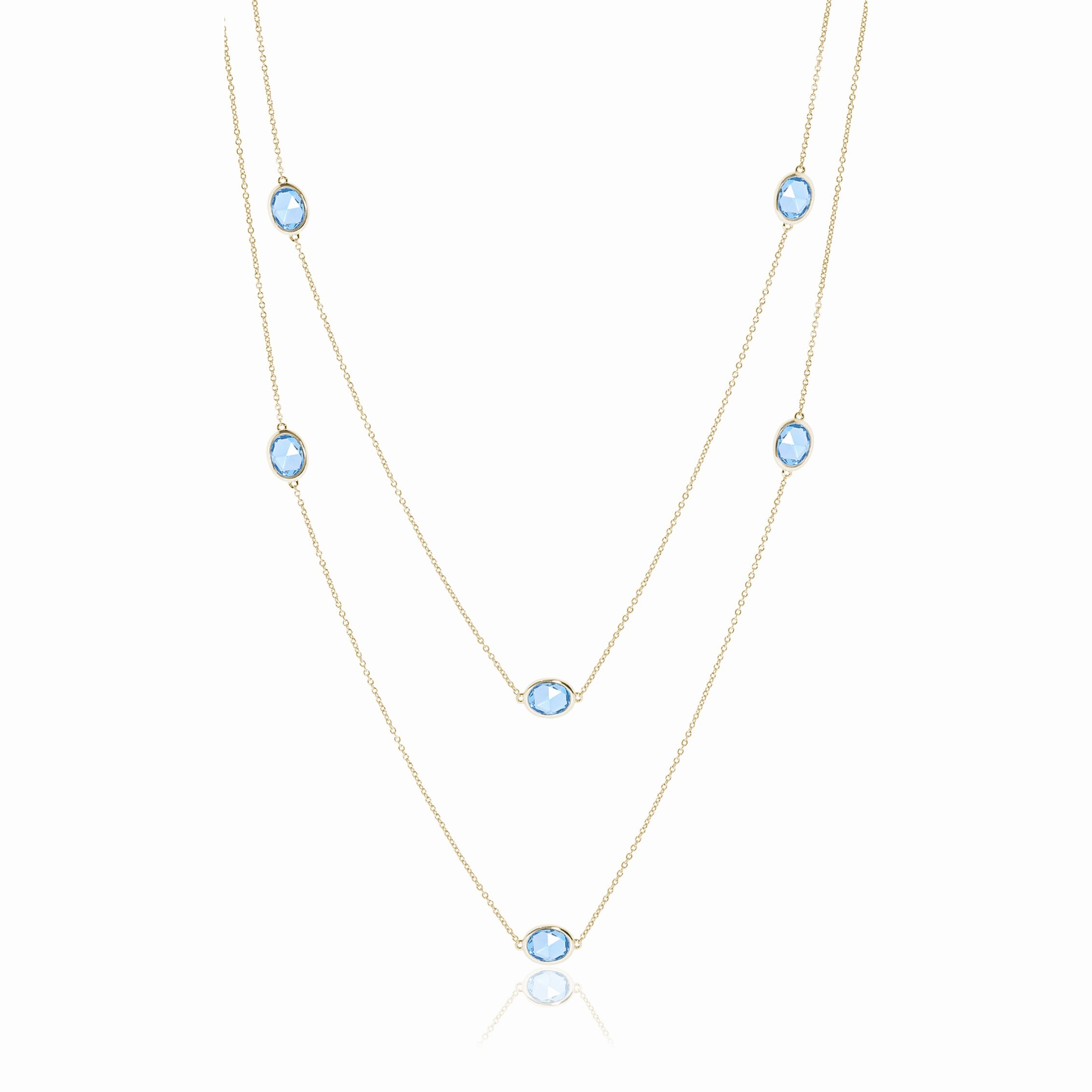 Station Necklace in Swiss Blue Topaz