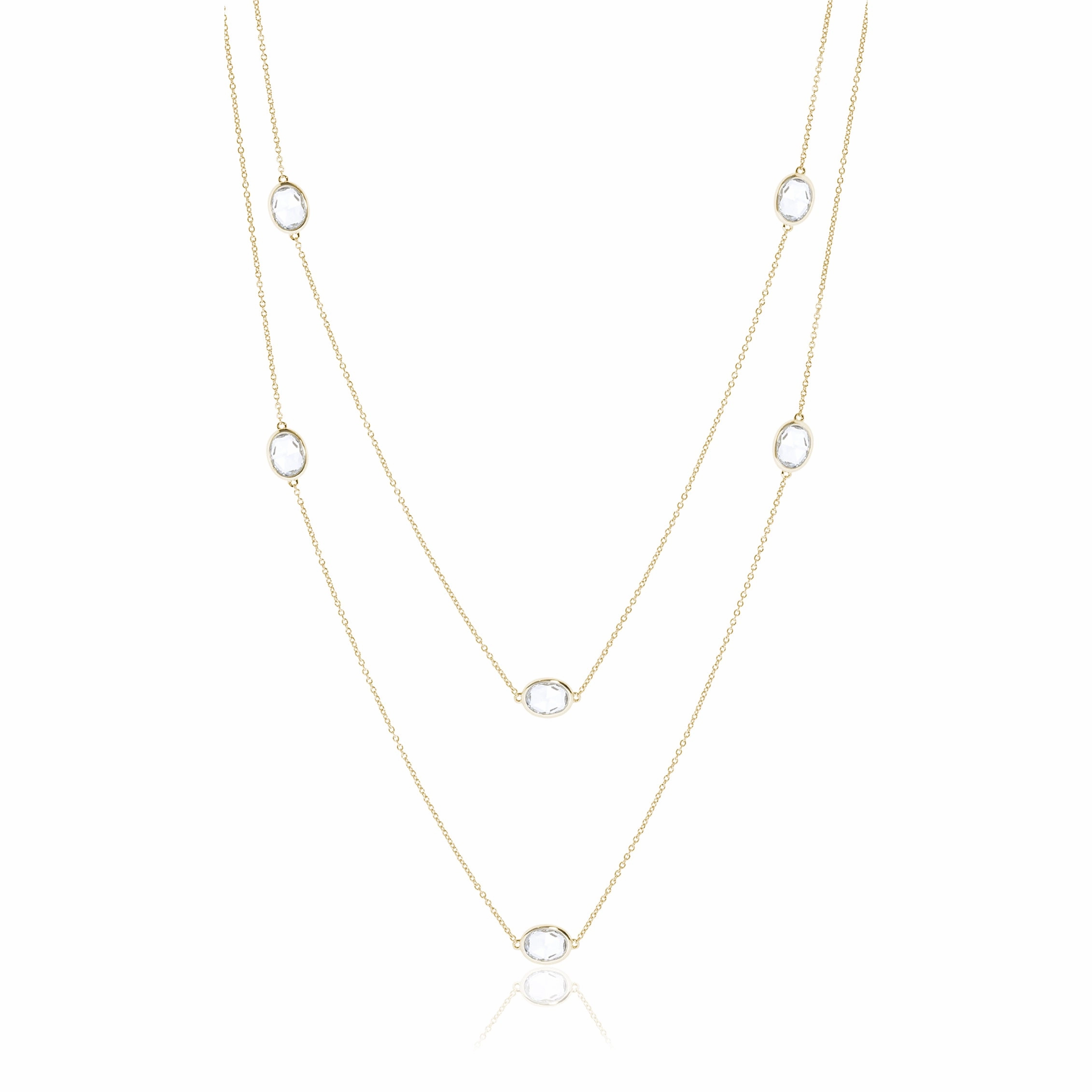 Station Necklace in White Topaz