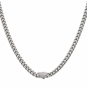 Steel Miami Cuban Chain Necklace With CNC Precision Set Lab Grown Diamonds