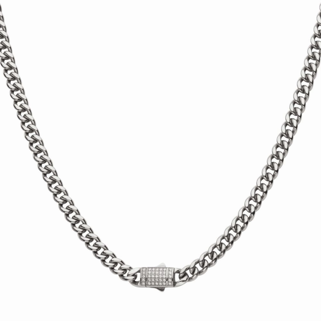Steel Miami Cuban Chain Necklace With CNC Precision Set Lab Grown Diamonds