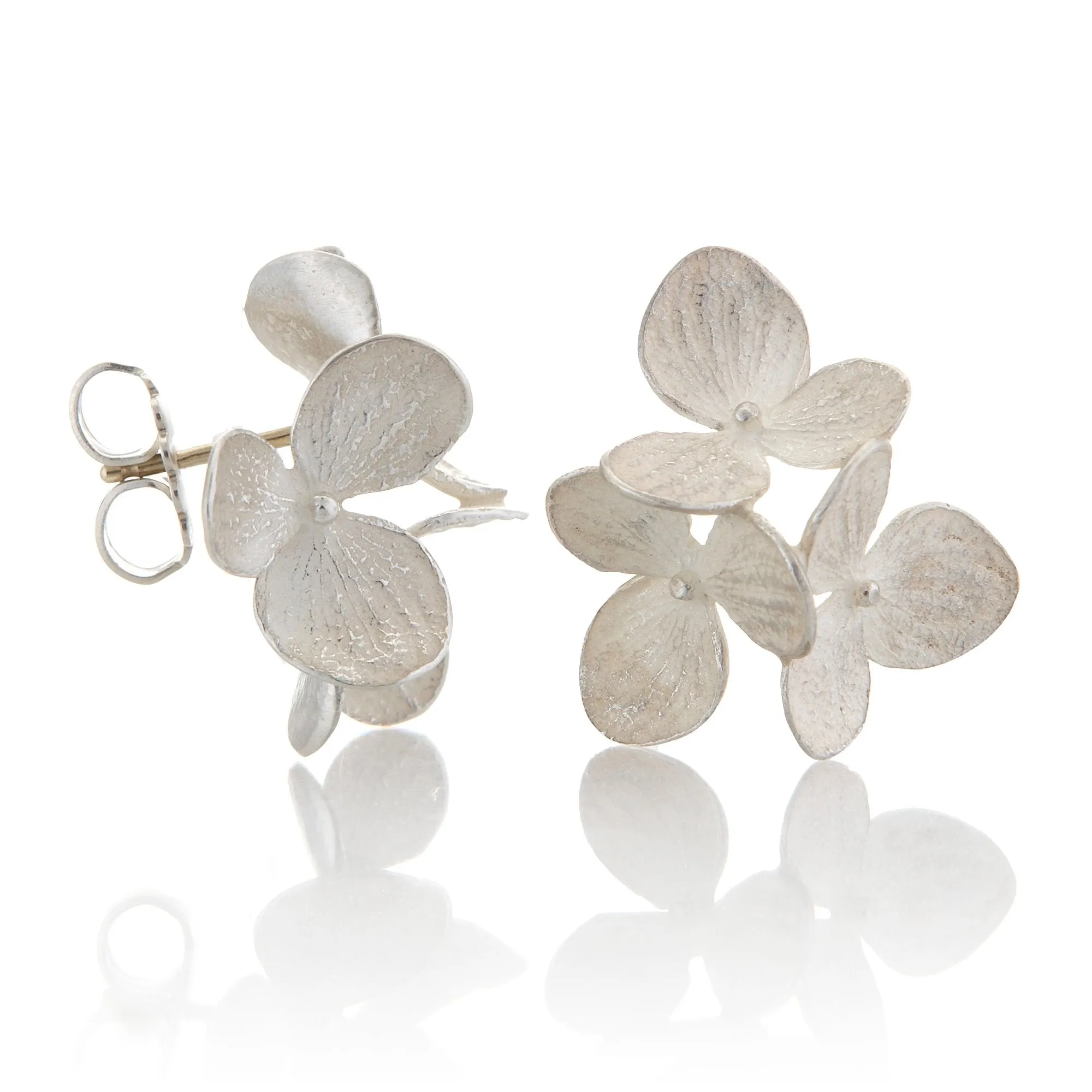 Sterling Silver Three-Part Hydrangea Earrings