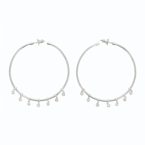 Sterling Silver & Diamond Hoop Earrings