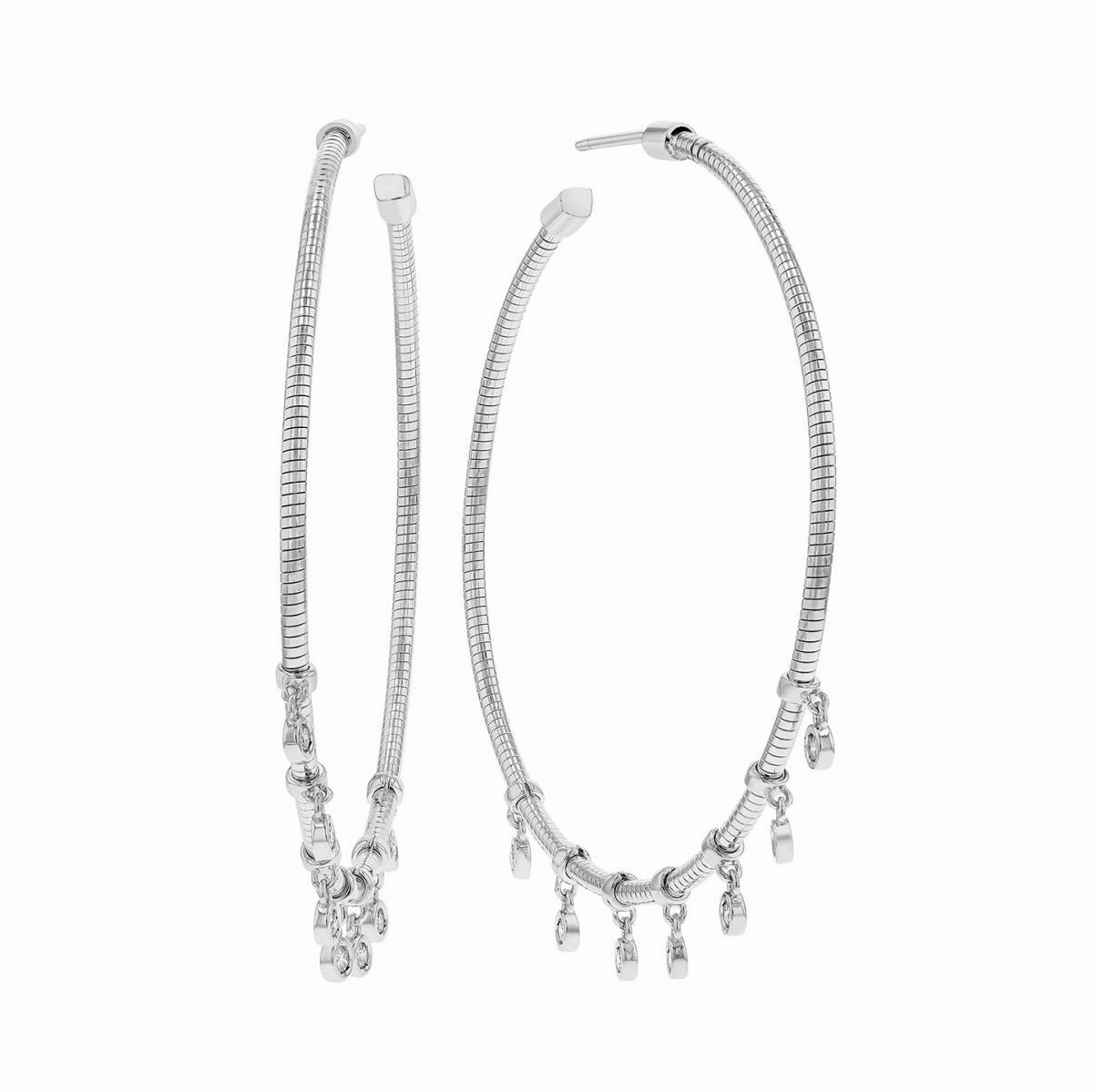 Sterling Silver & Diamond Hoop Earrings