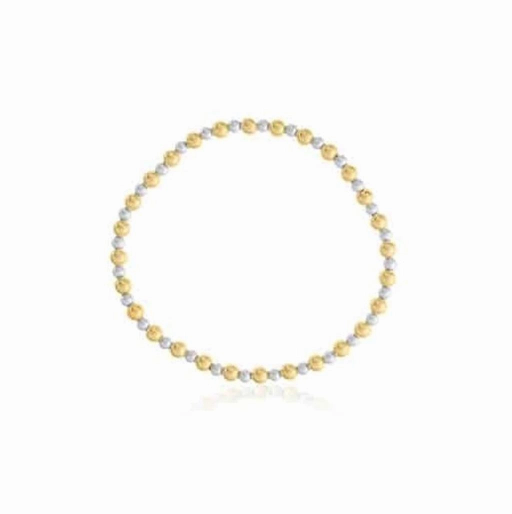 Sterling Silver And Yellow Gold Filled Beaded Bracelet