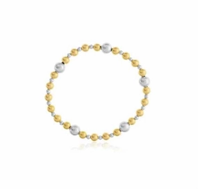 Sterling Silver And Yellow Gold Filled Beaded Bracelet