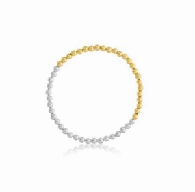 Sterling Silver And Yellow Gold Filled Beaded Bracelet