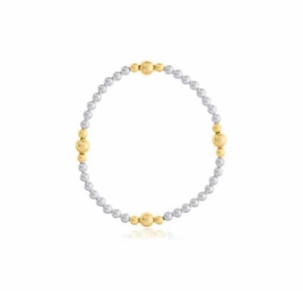 Sterling Silver And Yellow Gold Filled Beaded Bracelet