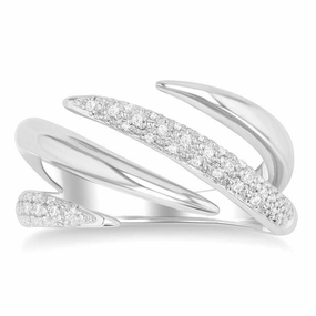 Sterling Silver Bypass Diamond Ring