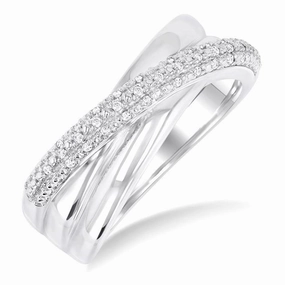 Sterling Silver Bypass Diamond Ring