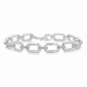 Sterling Silver Diamond Paperclip Bracelet