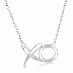 Sterling Silver Diamond XO Necklace