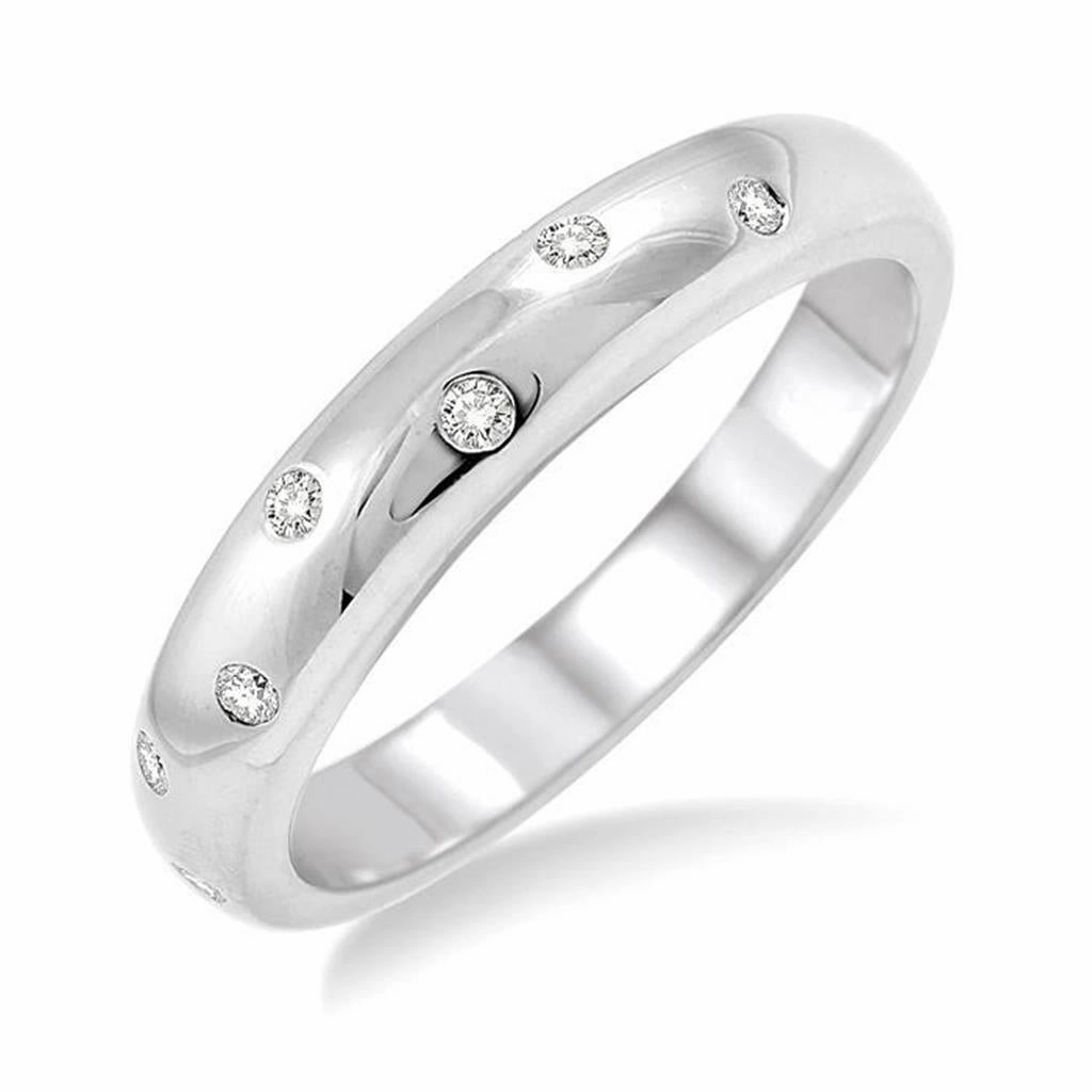 Sterling Silver Flush Set Stackable Diamond Ring