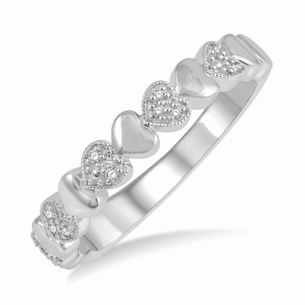 Sterling Silver Heart Shape Diamond Ring
