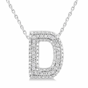 Sterling Silver Initial D Diamond Pendant