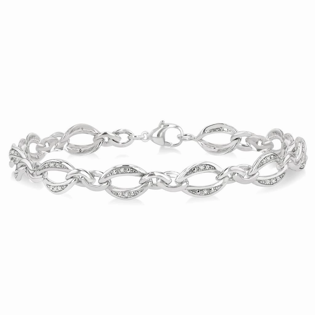 Sterling Silver Natural Diamonds Chain Link Bracelet