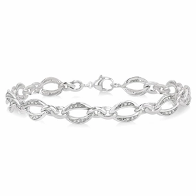 Sterling Silver Natural Diamonds Chain Link Bracelet