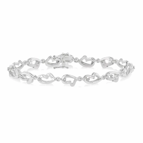 Sterling Silver Natural Diamonds Fancy Link Bracelet