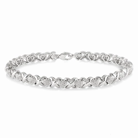 Sterling Silver Natural Diamonds Fancy Link Bracelet
