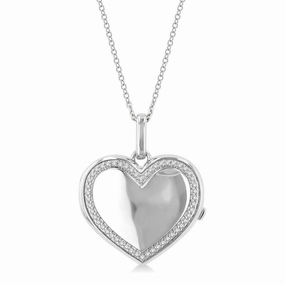 Sterling Silver Natural Diamonds Heart Pendant