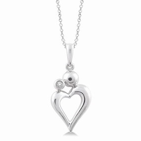 Sterling Silver Natural Diamonds Heart Pendant