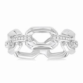 Sterling Silver Open Diamond Ring