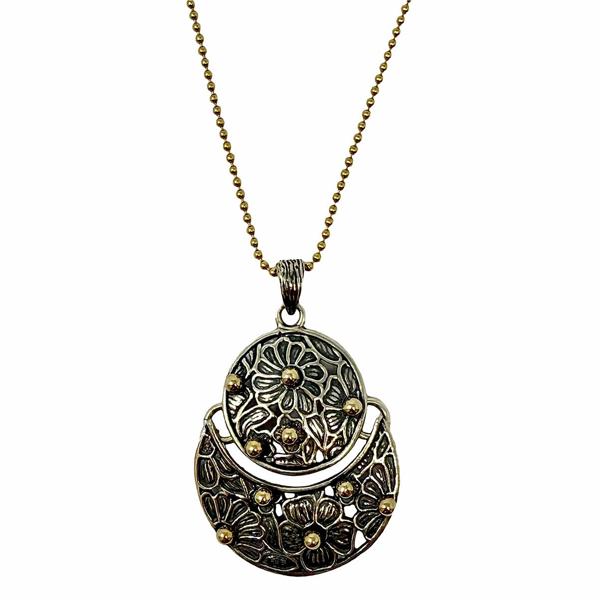 Sterling Silver Pendant Necklace with 14K Gold Accent