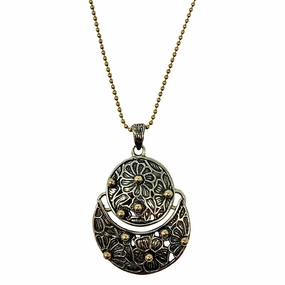 Sterling Silver Pendant Necklace with 14K Gold Accent