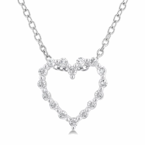 Sterling Silver Petite Heart Diamond Pendant Necklace