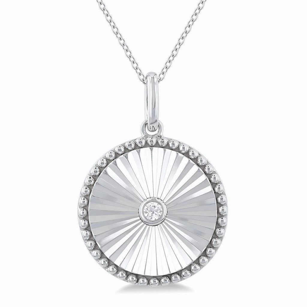 Sterling Silver Round Medallion Diamond Pendant Necklace