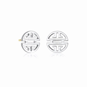 Sterling Silver Shou Stud Earrings