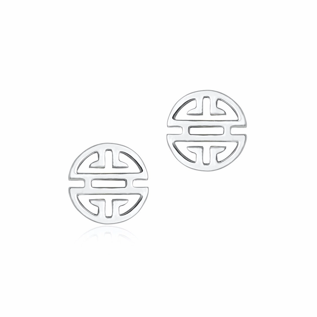 Sterling Silver Shou Stud Earrings