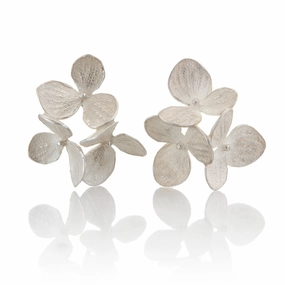 Sterling Silver Three-Part Hydrangea Earrings