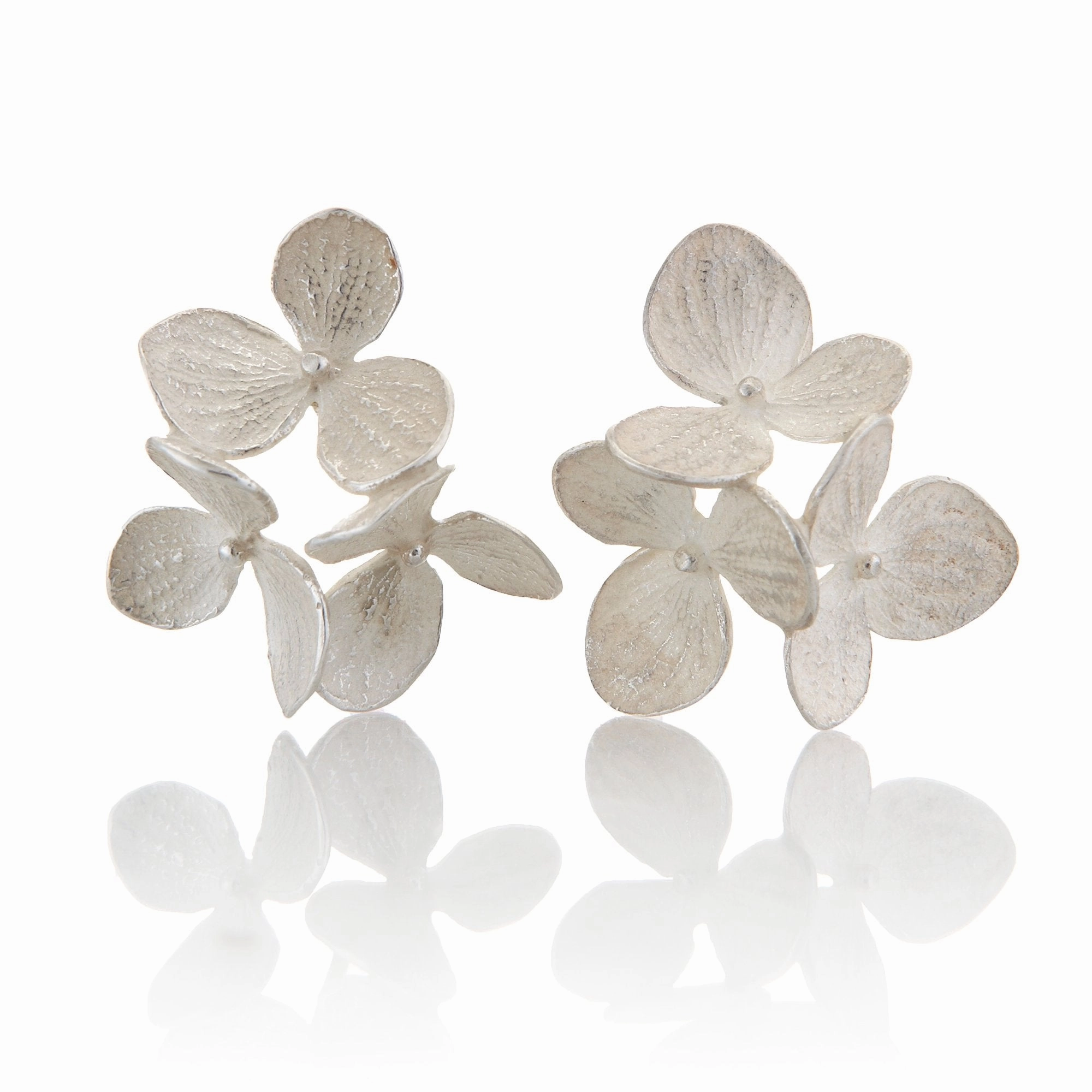 Sterling Silver Three-Part Hydrangea Earrings