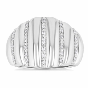 Sterling Silver Wide Band Diamond Ring