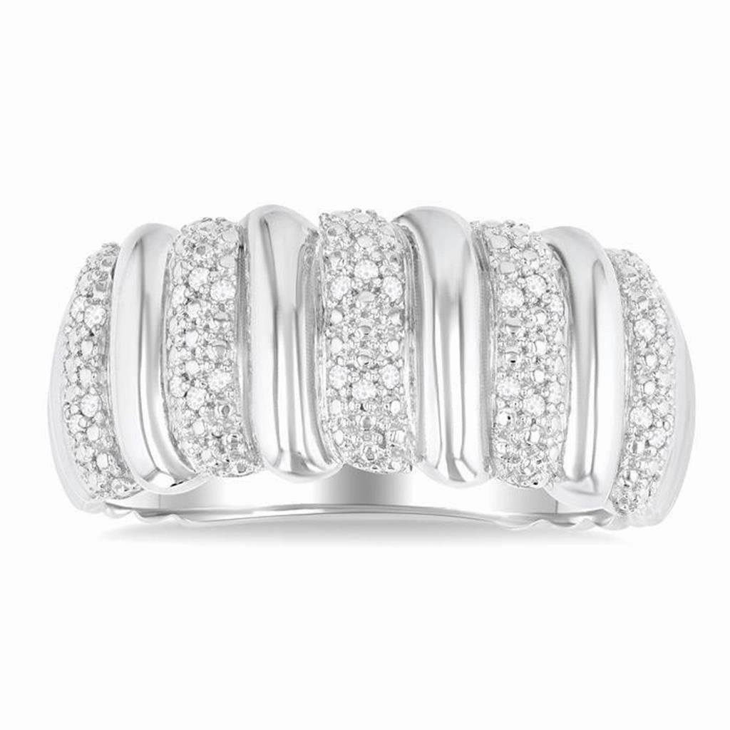 Sterling Silver Wide Band Diamond Ring