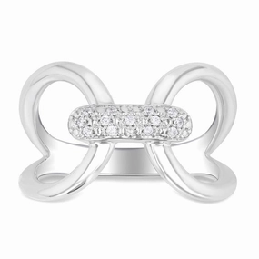 Sterling Silver Wide Band Natural Diamonds Ring