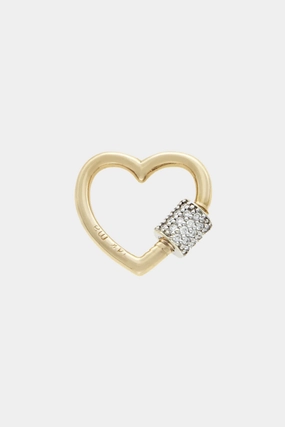 Stoned Baby Heart Lock with Diamonds, Yellow Gold