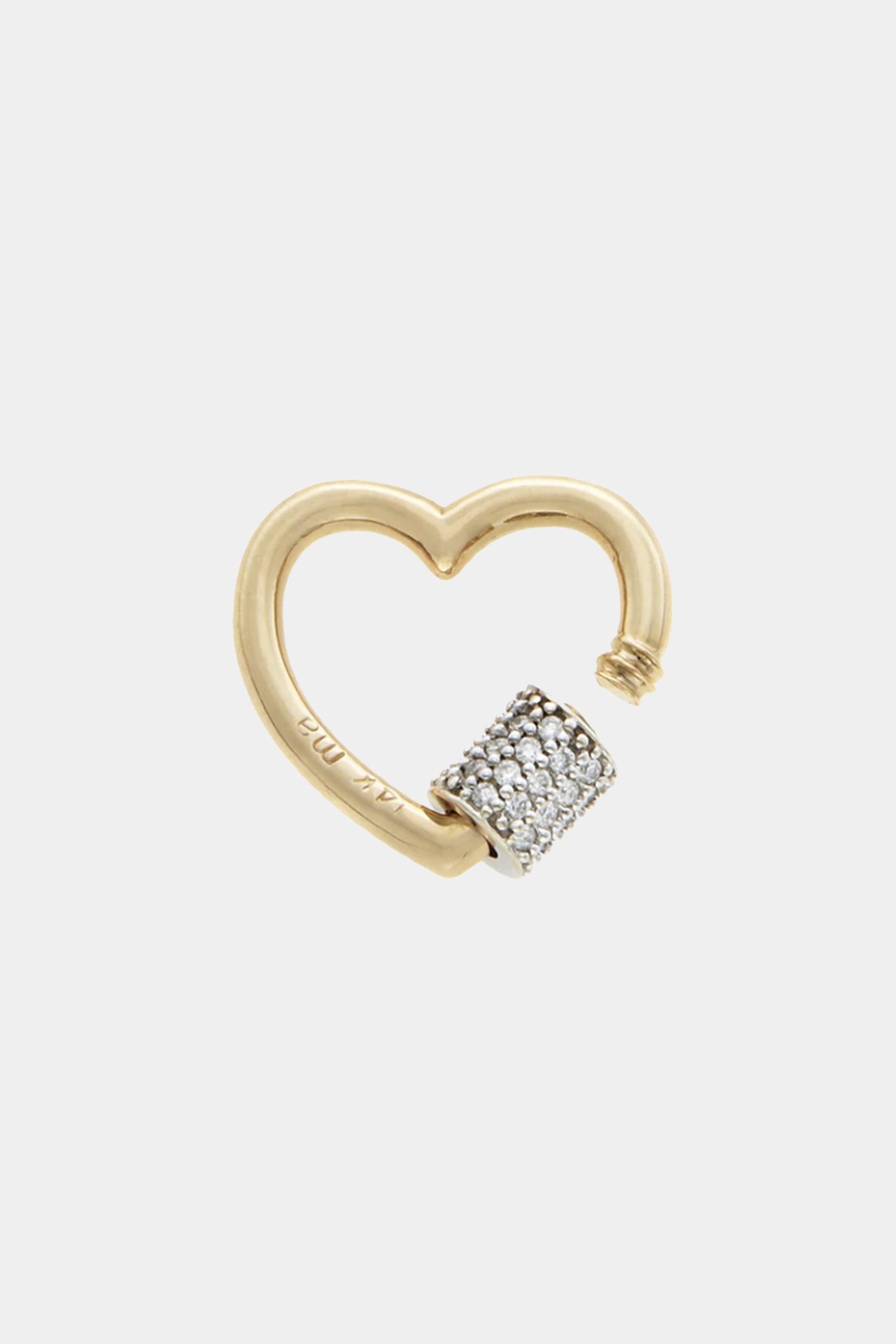 Stoned Baby Heart Lock with Diamonds, Yellow Gold